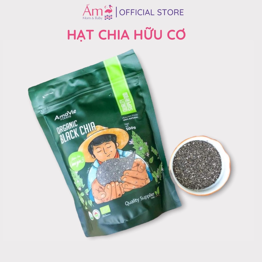 Hạt Chia Hữu Cơ Amavie Food Organic Black Chia Ăn Dặm Tốt Cho Sức Khỏe Mẹ Và Bé 70g/150g Ấm Gift Decor