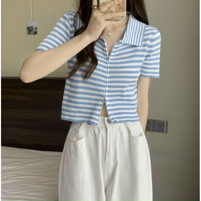 Áo thun Sọc cổ bẻ khoá kéo 2 ĐẦU cực chất (A15)