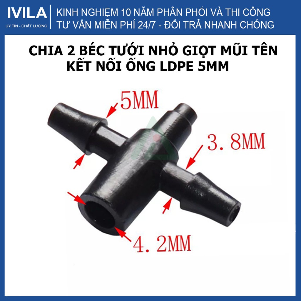 Combo 10 Tê chia 2 ống PE5 Fujin - Thiết bị tưới nhỏ giọt giá rẻ - Khớp nối không thể thiếu trong hệ thống tưới