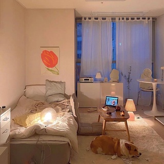 Gương acrylic / gương trang điểm để bàn thiết kế theo phong cách Hàn Quốc + đế gỗ.