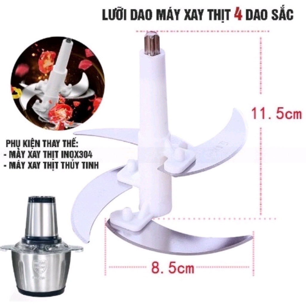 [Lưỡi máy xay thịt] Dao xay thịt 4 lưỡi inox dự phòng, thay thế cho máy xay 2L cối inox