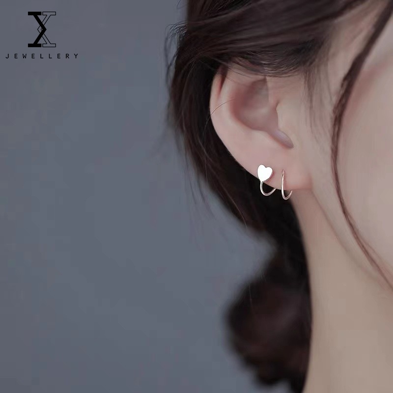 Bông Tai Mạ Bạc 925 Ba Lớp Hình Xoắn Ốc 100%