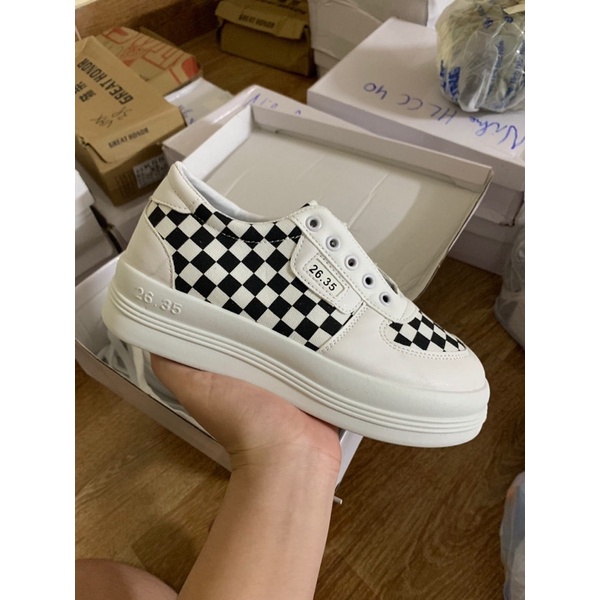 Giày thể thao Ulzzang sọc caro đế cao hàng QC