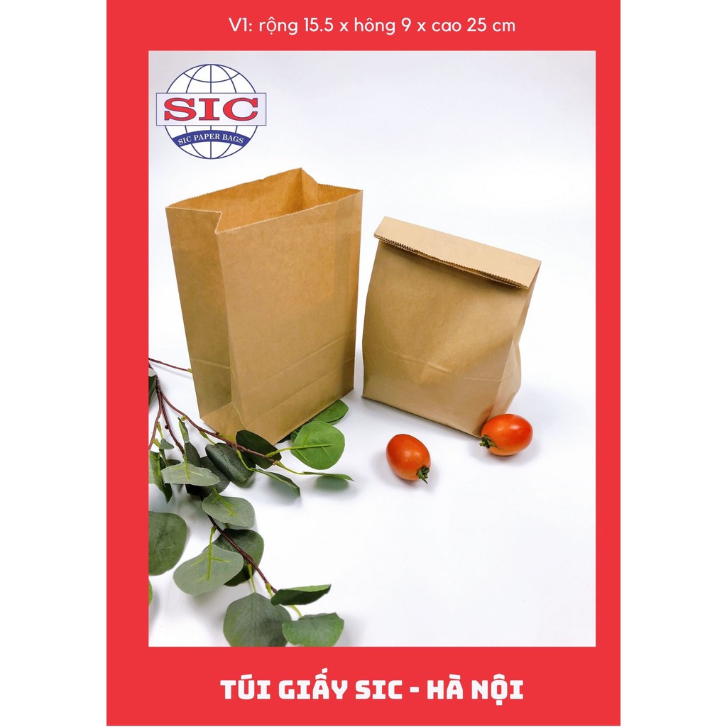 [SET 10 CHIẾC] TÚI GIẤY KRAFT XI MĂNG V1: 15.5x9x25 cm KHÔNG QUAI ( ẢNH THẬT)