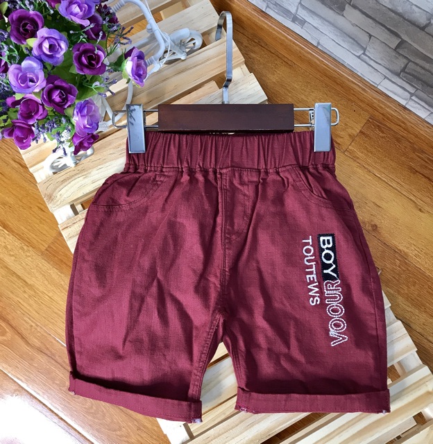 Quần Short Đũi Bé Trai 100% cotton Mềm Mịn, Thoáng Mát, Chữ thêu xịn♥️ Cam Kết đẹp-rẻ❤️