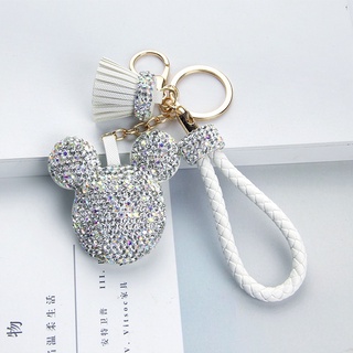 [ Móc khoá cao cấp ] Móc khoá mickey đá dây da