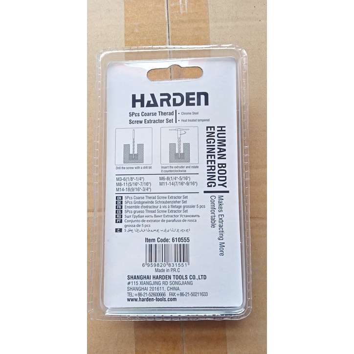 Bộ dụng cụ tháo ốc gãy, bộ tháo bu lông ốc vít trờn ren Harden , dụng cụ vặn ốc vít hư, tháo vít gãy toét chuyên nghiệp