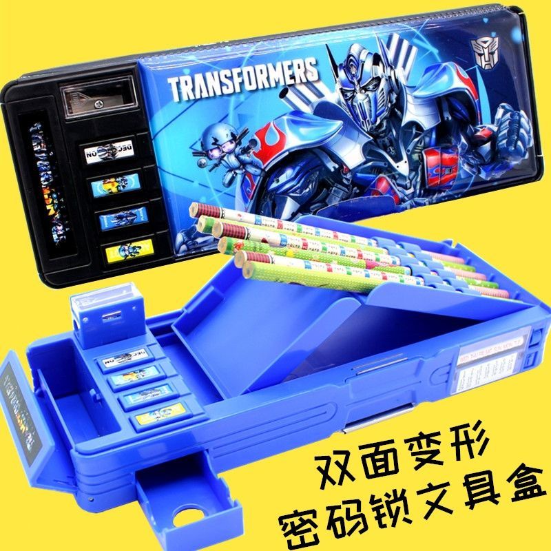 Hộp bút cỡ lớn đa năng hình Transformers có khóa mật khẩu thông minh