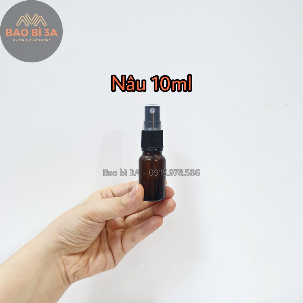 Chai xịt phun sương thủy tinh nâu 10ml