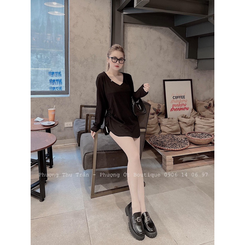 B587- ÁO PHÔNG GIẤY CỔ TIM DÀI TAY 3 MÀU