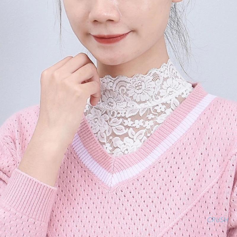 Áo ren hoa cổ lọ sát nách phong cách Hàn Quốc cho nữ