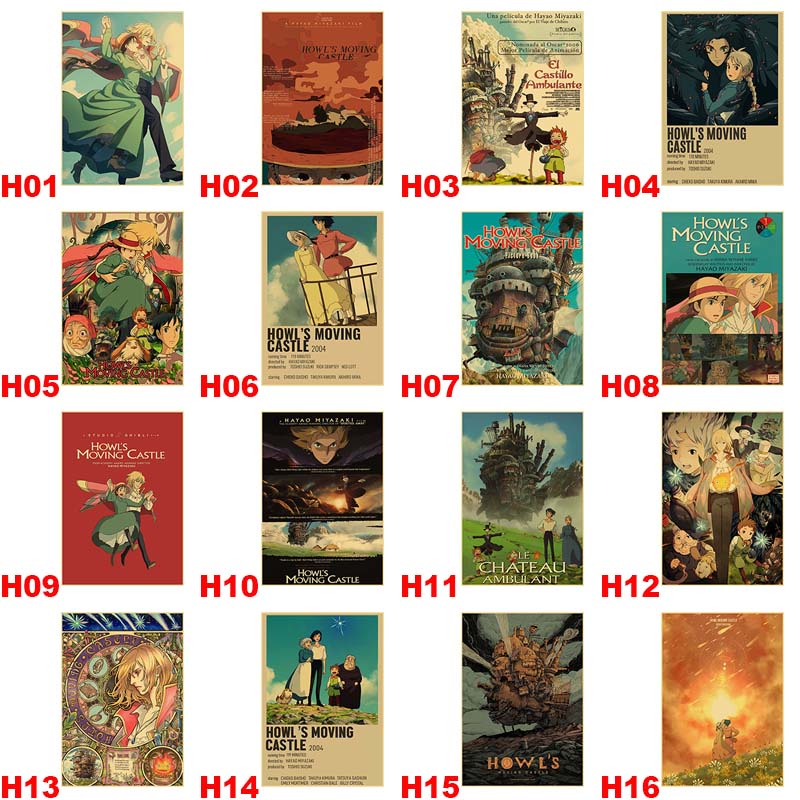 Poster Phim Hoạt Hình Miyazaki Hayao Phong Cách Retro