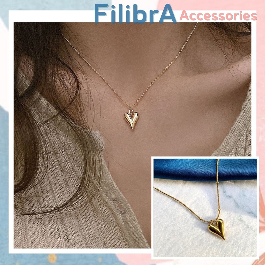 Dây chuyền trái tim Titan mạ vàng không gỉ, phụ kiện trang sức nữ DC004 - Filibra
