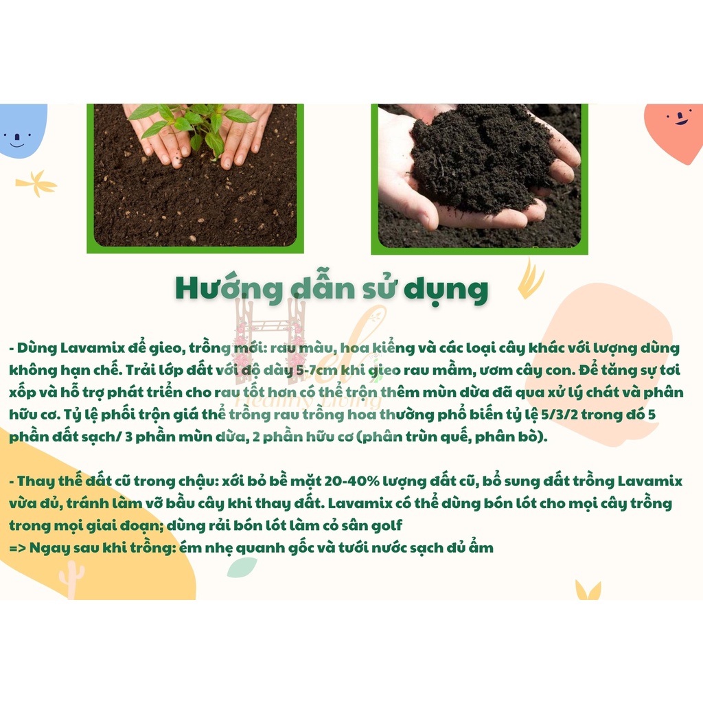 Đất Sạch Đất Hữu Cơ Đa Dụng Lavamix  6.5dm3 Trồng Rau Sạch Hoa Kiểng Bằng Đất Sạch, Xơ Dừa, Phân Bón Hữu Cơ