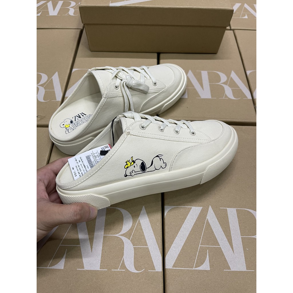 Giày Zar Snoppy 💙 FREESHIP 💙 Sục Lười Mickey Trắng - Giày Thể Thao - Thời Trang Nam Nữ