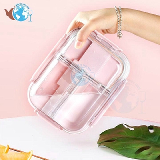 Hộp đựng cơm chữ nhật 1 lít lớn 3 ngăn - hộp đựng thực phẩm dày chịu nhiệt cao cấp dùng lò viba - BX1001-3GD