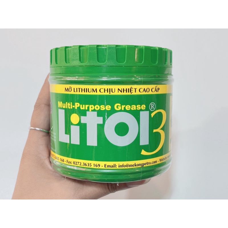 Mỡ bò chịu nhiệt cao cấp Litol 3, mỡ bôi trơn nhiệt độ -20°C đến 140°C hũ 400g