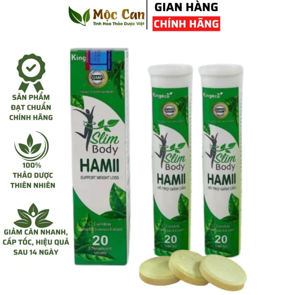 Viên sủi giảm cân, giảm mỡ bụng Slim Body Hami giảm cân nhanh, an toàn, cải thiện vóc dáng hộp 20 viên