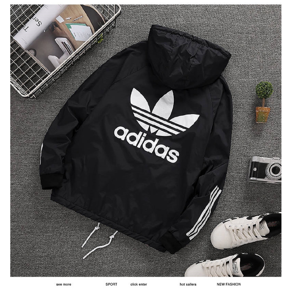 Adidas Shamrock Men And Women Three Stripes Double Sided Wear Thin Leather Clothing Style Anti-UV Casual Loose Sun Coat | BigBuy360 - bigbuy360.vn