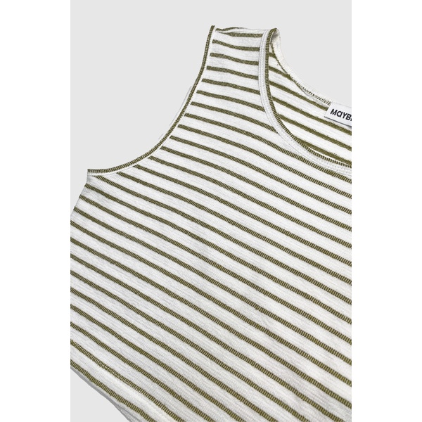 Áo croptop Maybi ôm thun sọc không tay