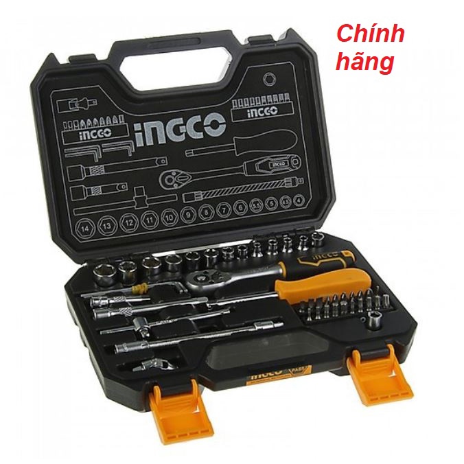 ĐỒ NGHỀ INGCO Bộ 45 đầu tuýp 1/4&quot; và cần 2 chiều  HKTS14451 (Cam kết Chính Hãng 100%)