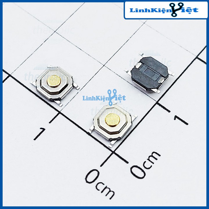 Nút nhấn 4 chân SMD 4x4x1.5 đầu đồng chống nước