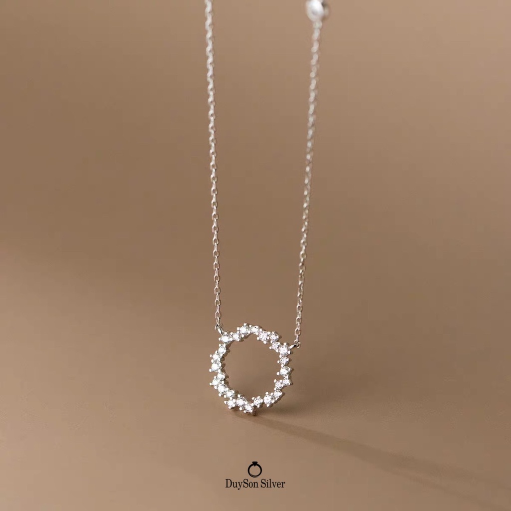 Dây chuyền bạc nữ Huyền thoại biển xanh DUYSON SILVER, vòng cổ bạc 925 mặt tròn đính đá sang trọng [DCKX24]