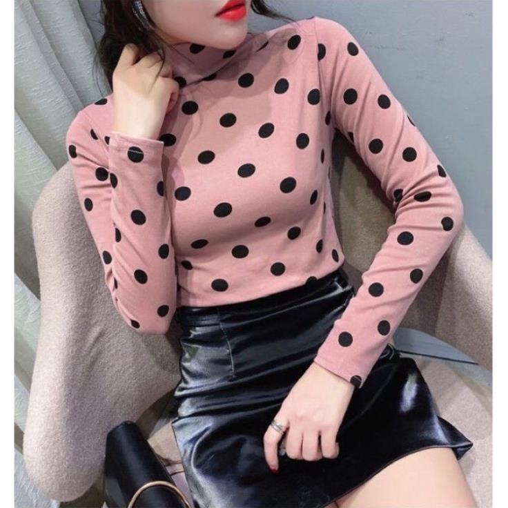 ❤️ Áo Giữ Nhiệt Nữ, Áo Thun Nữ Dài Tay Họa Tiết Nhiều Màu Cổ 3 Phân Chấm Bi, Vằn ❤️