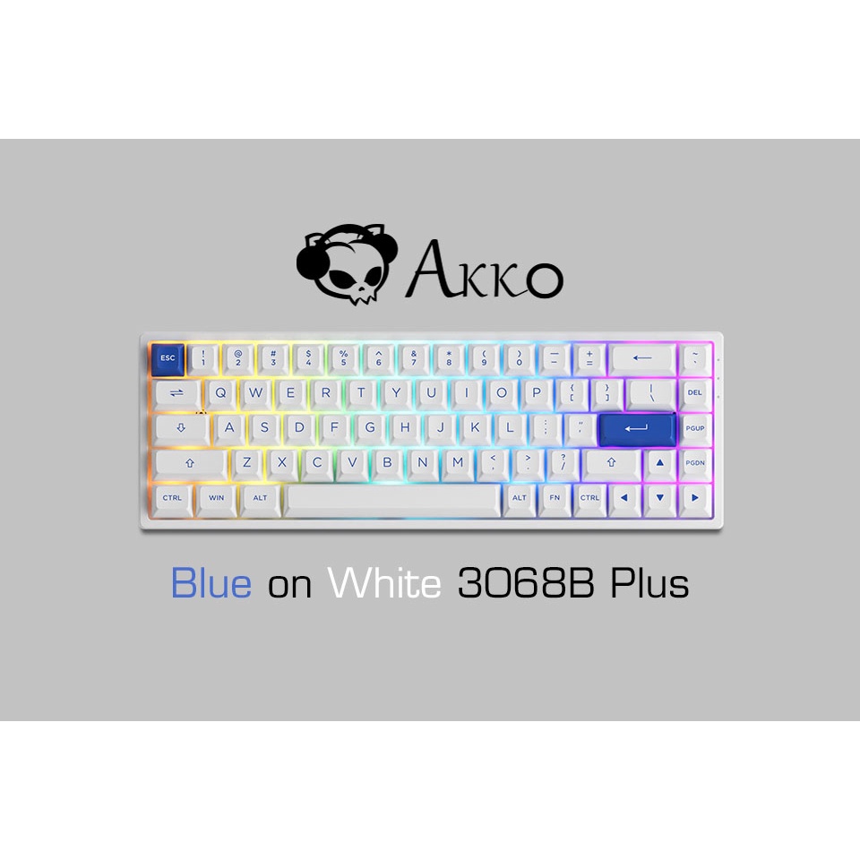 Bàn phím cơ AKKO 3068B Plus Blue on White (Bluetooth 5.0 / Wireless 2.4Ghz / Hotswap / Foam tiêu âm / AKKO CS Jelly Sw)