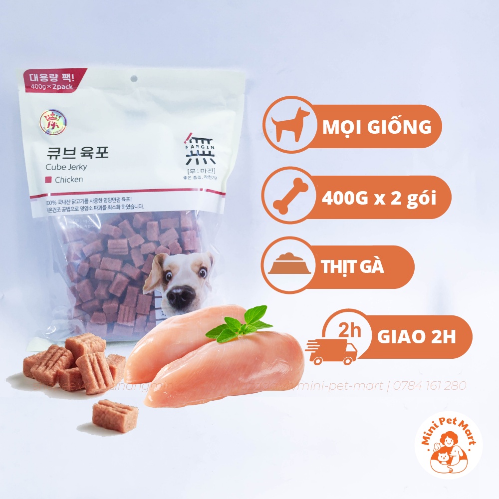 Thịt gà viên cho chó BOWWOW 800g - snack, bánh thưởng cho chó