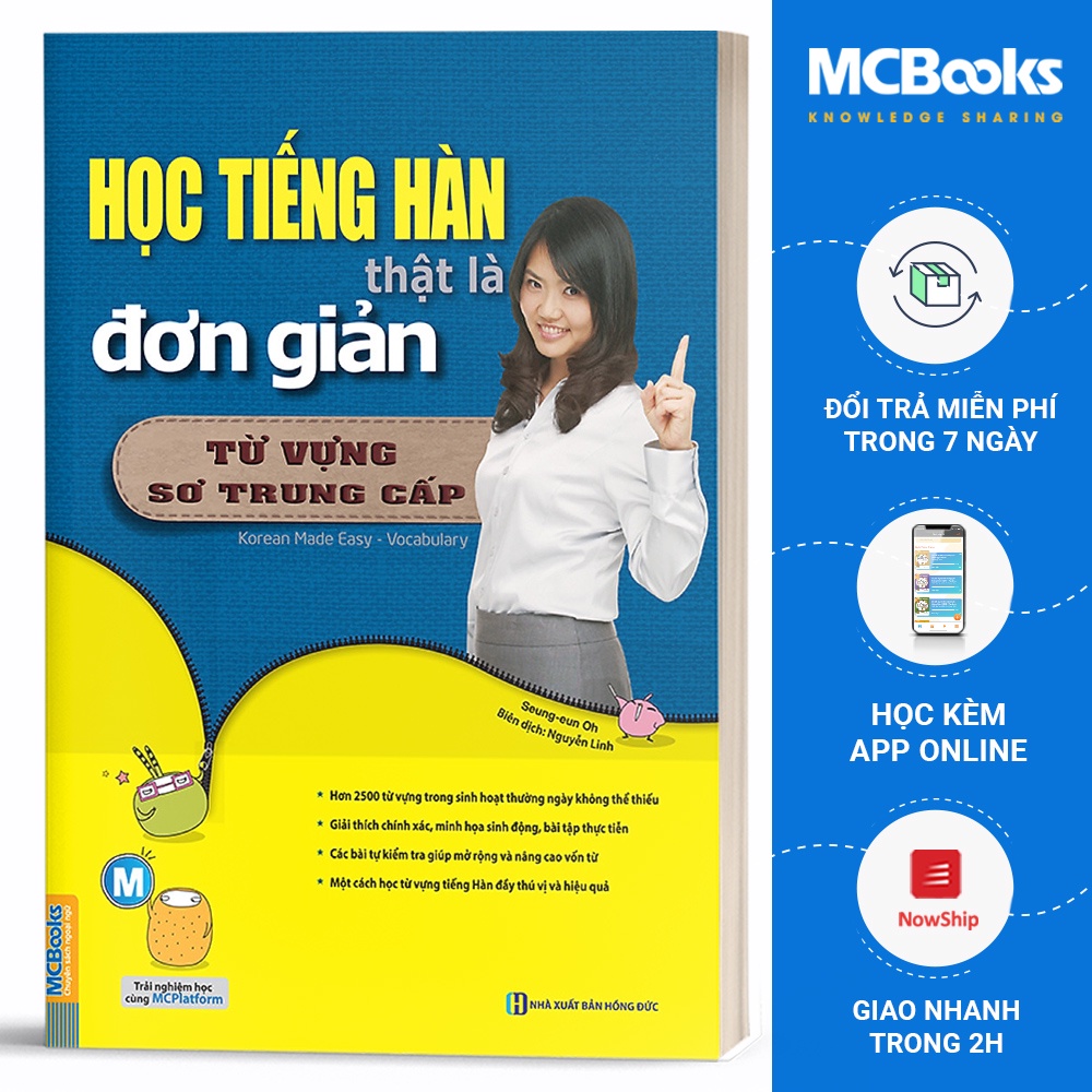 Sách - Học Tiếng Hàn Thật Là Đơn Giản Phần Từ Vựng Trình Độ Sơ Trung Cấp - Học Kèm App Online