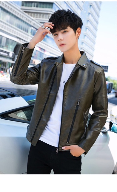 Áo Khoác Da Nam Phong Cách Hàn Quốc Hàng Quảng Châu Cao Cấp