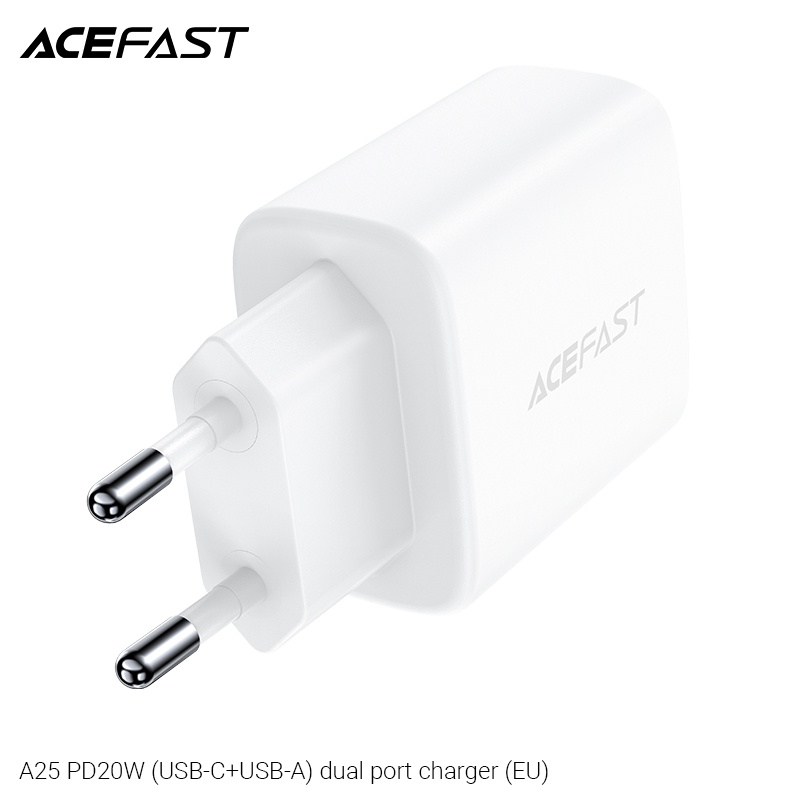 Sạc ACEFAST PD3.0 20W 2 cổng USB-C+USB-A  - A25
