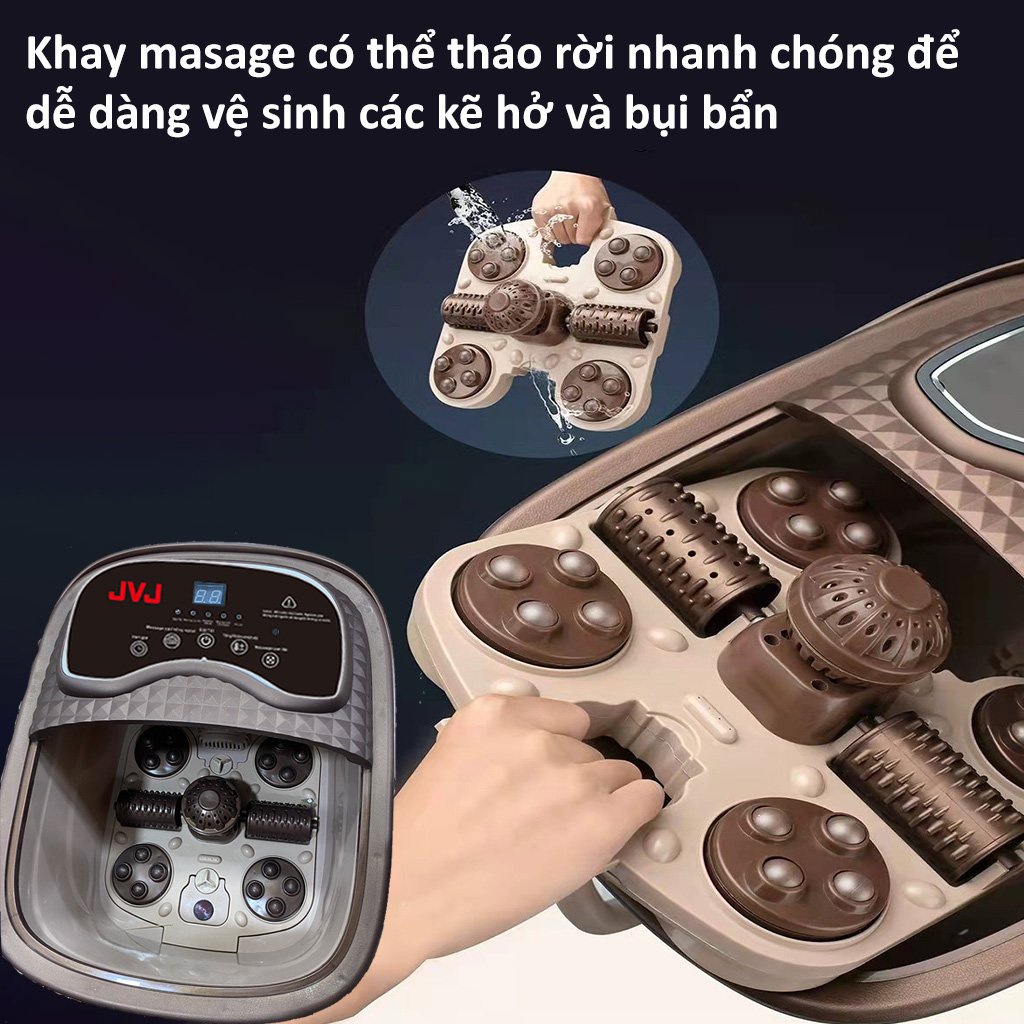 Bồn ngâm chân JVJ B2 mát xa tự động bằng con lăn,massage sủi,sục khí[TẶNG 2 LIỆU TRÌNH NGÂM CHÂN THẢO DƯỢC] BẢO HÀNH12