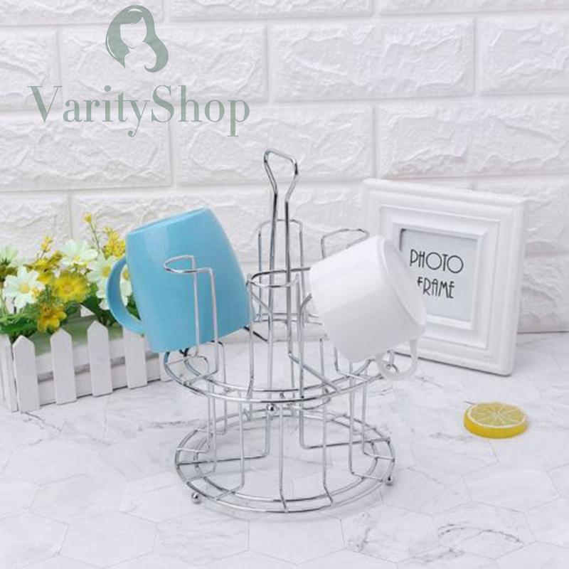 Giá kim loại 6 ngăn đỡ treo cốc nước tiện dụng gọn gàng
