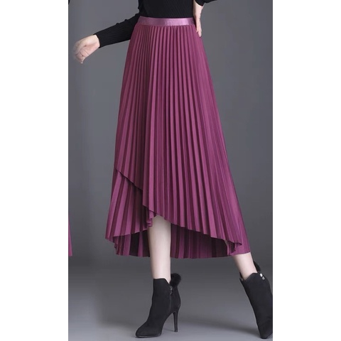 Chân váy xếp ly vạt chéo hàng QC