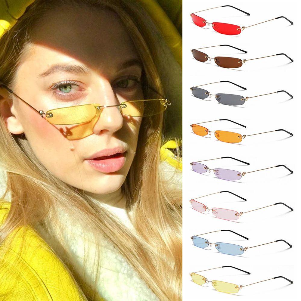 LAY Kính Mát Không Gọng Chống Tia UV400 Phong Cách Vintage