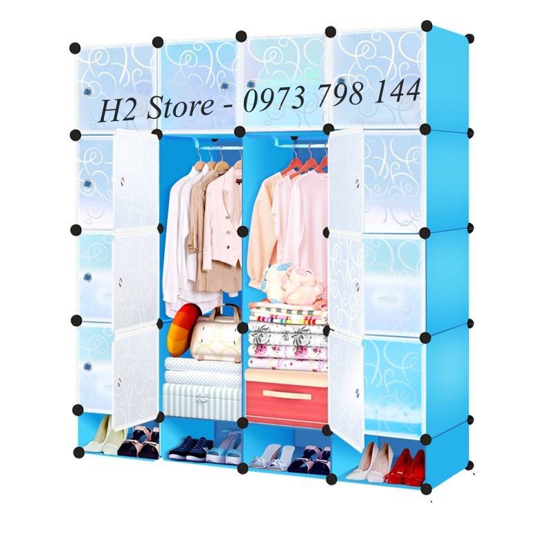 [SỈ] - (Nhiều màu) TỦ NHỰA LẮP GHÉP 16 Ô + 4 GIÀY CỬA TRẮNG TRONG ĐỂ QUẦN ÁO ĐỒ ĐA NĂNG THÔNG MINH sâu 47cm