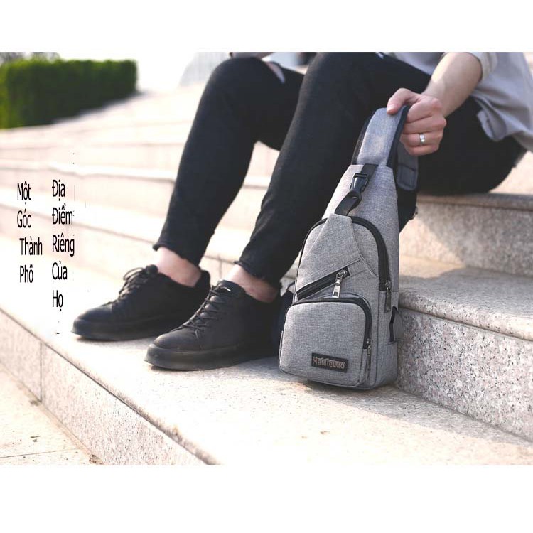 Túi Đeo Chéo Nam Phong Cách Hàn Quốc Túi Đeo Chéo Vải Bố và Kèm Sặc Pin Dự Phòng 20k mah | BigBuy360 - bigbuy360.vn