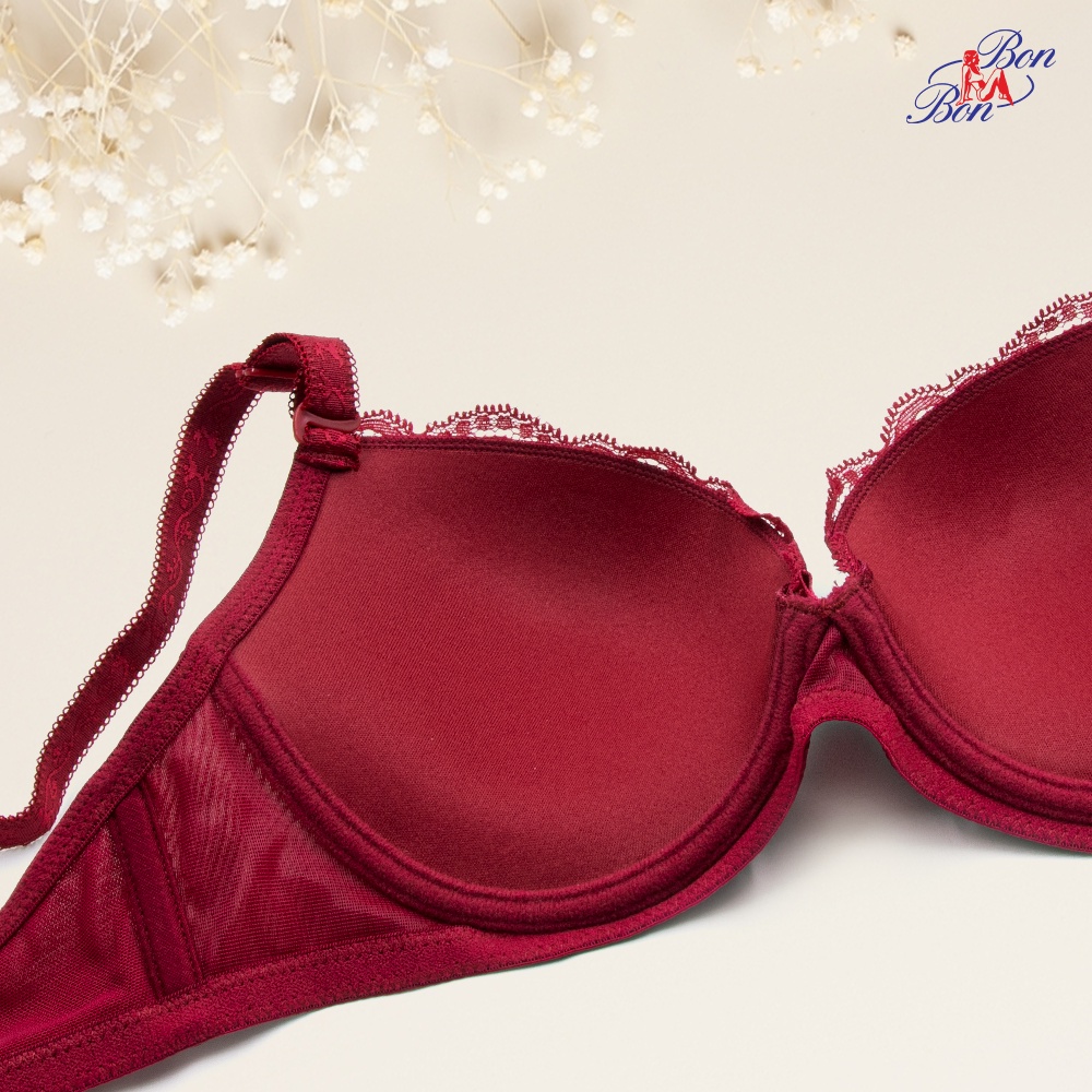 Áo lót mút mỏng 3/4 cúp, phối ren, dây vai có họa tiết Bon Bon - BV35160