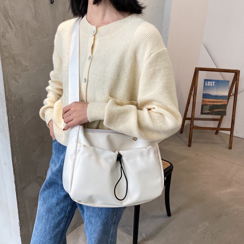 Túi xách messenger IELGY bằng da mềm sức chứa lớn phong cách thời trang Hàn Quốc phối thoải mái cho nữ