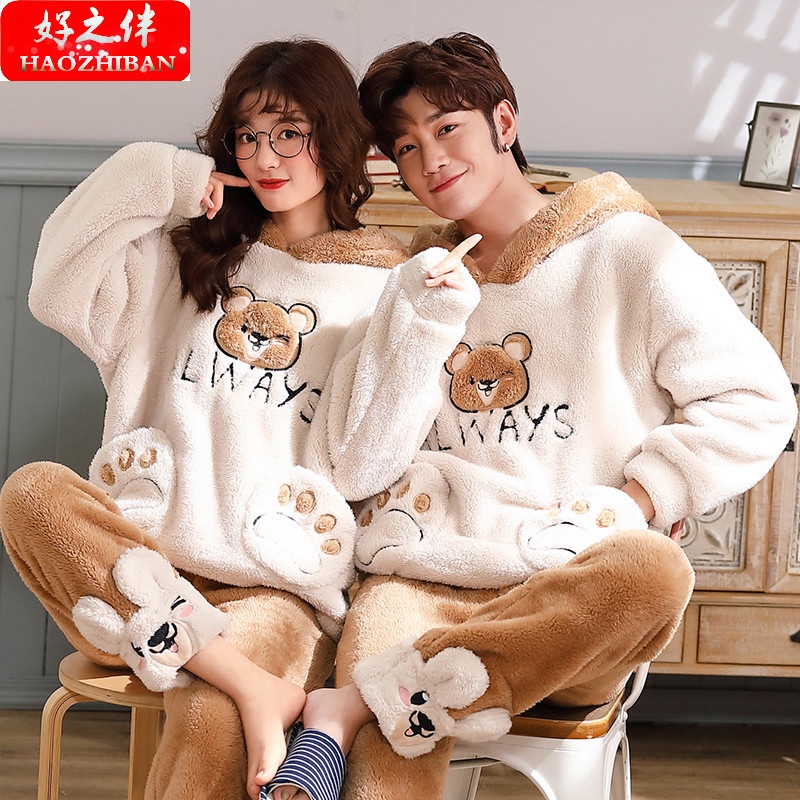 Bộ đồ ngủ lông cừu thời trang mùa đông dành cho cặp đôi