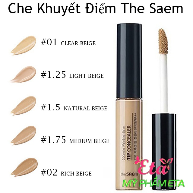 Kem che khuyết điểm The Saem Cover Perfection Tip Concealer Spf28 PA++ Ckđ độ che phủ cao lâu trôi