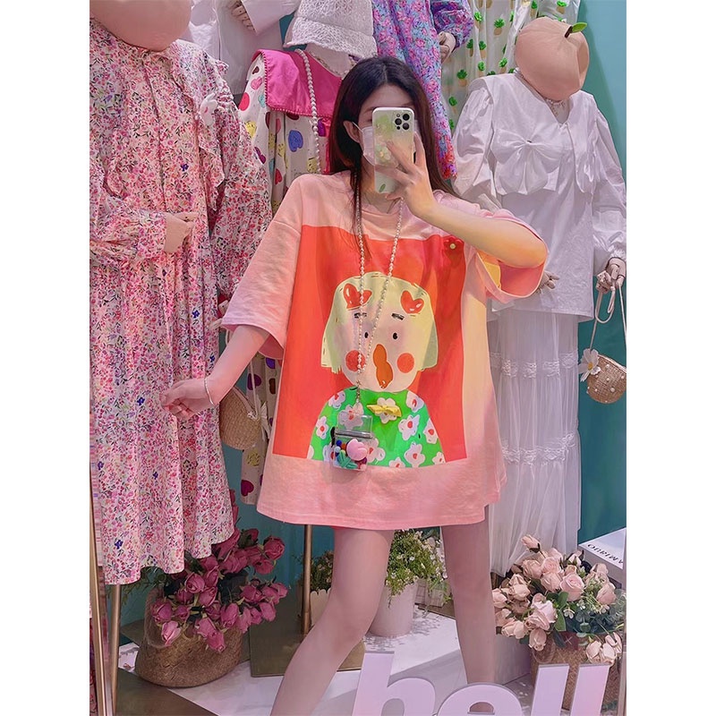 NRVP Áo thun tay ngắn cổ tròn thời trang mùa hè phong cách Hàn Quốc