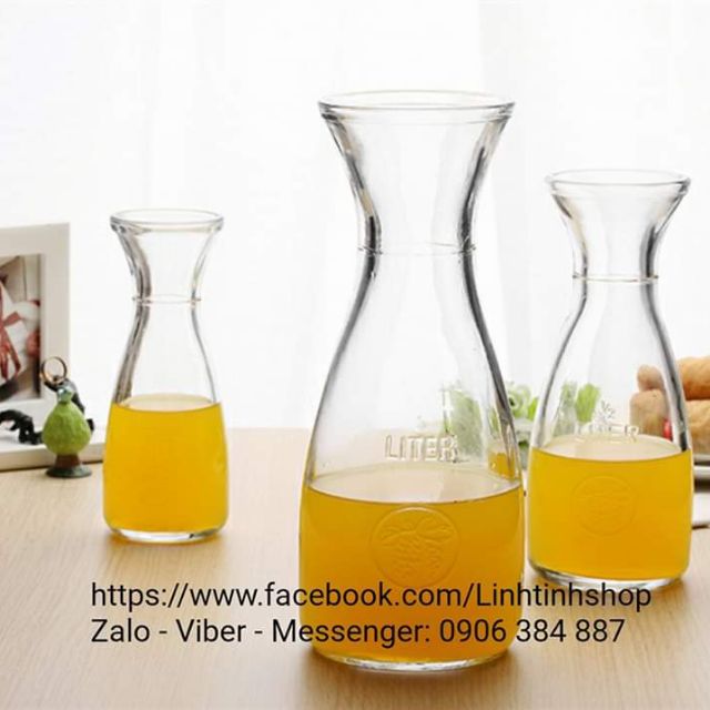 Bình Thủy Tinh Eo Hoa Văn 350ml - 500ml