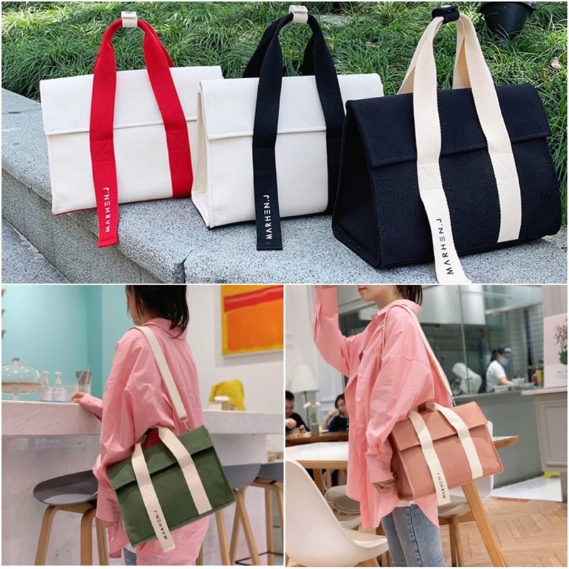 Túi vải canvas Roy nắp gập, tote deo vai cải canvas đựng ipad xếp gọn đi chơi du lịch dã ngoại