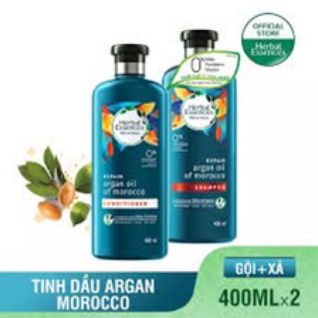 Combo Dầu gội xả Herbal Essences Tinh Dầu Argan Morocco 400ml