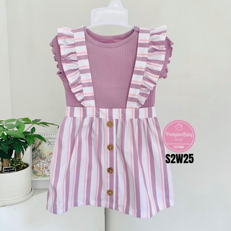 Set yếm cánh tiên kèm áo xuất dư xịn hãng Wonder cho bé gái 3m-5y.