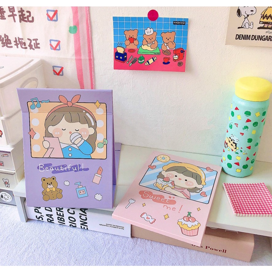 GƯƠNG TRANG ĐIỂM ĐỂ BÀN GẤP GỌN HOẠT TIẾT HOẠT HÌNH DỄ THƯƠNG