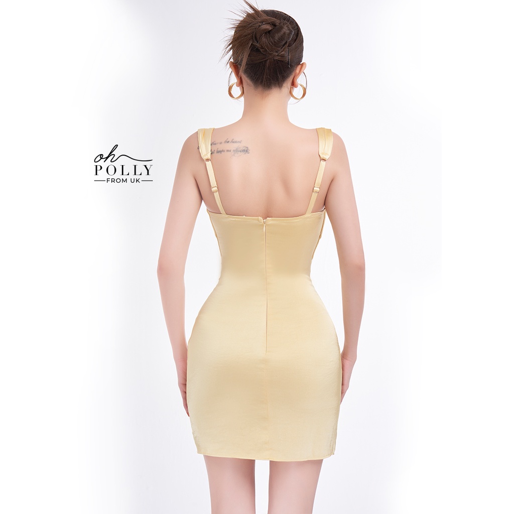 Oh Polly - Đầm nữ vải lụa satin, dự tiệc sang trọng sexy